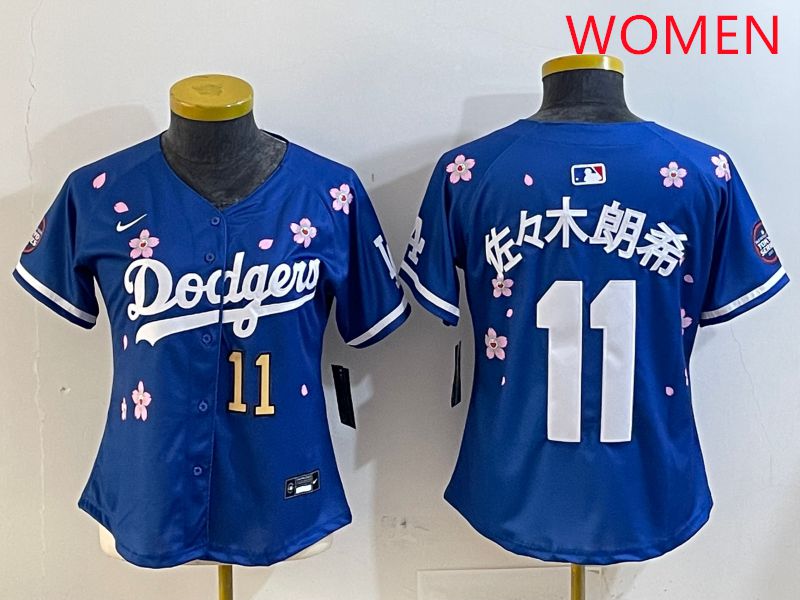 Women Los Angeles Dodgers #11 R.Sasaki Blue Sakura Edition 2025 Nike MLB Jersey style 2->women mlb jersey->Women Jersey